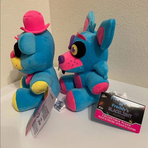 Set of 2, Funko FNAF Five nights at Freddy’s Blacklight plushies 8” plush Toy - Picture 2 of 6